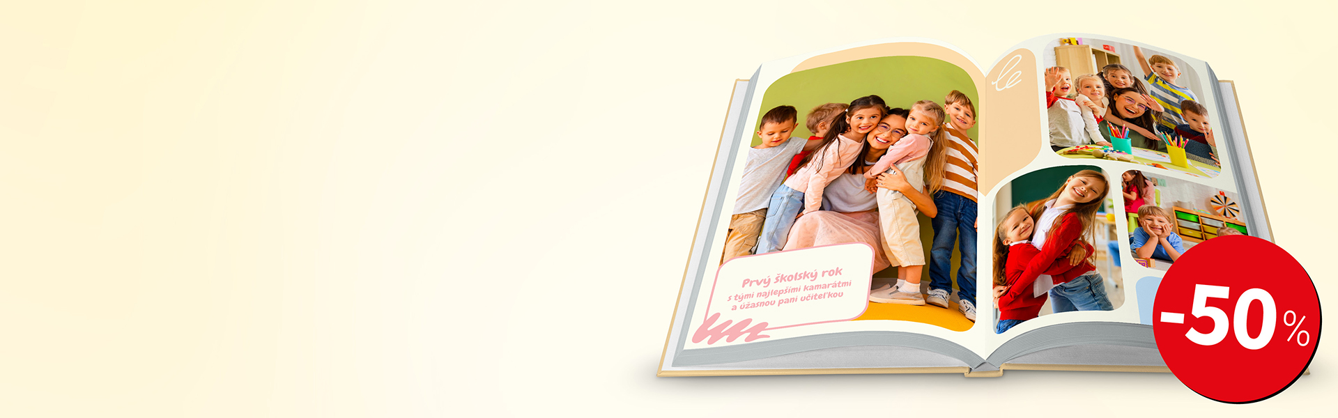 -50 % Fotokniha pevná, cca A4 na výšku - 24 až 100 strán