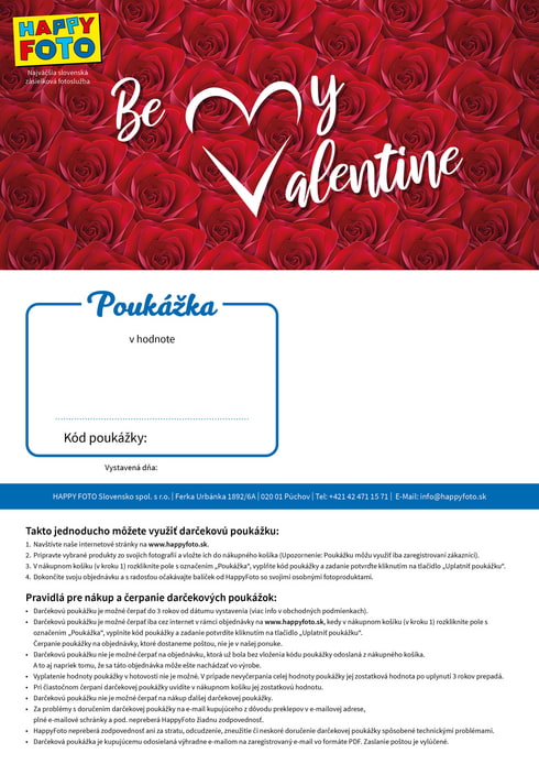 Darčeková poukážka Be my Valentine